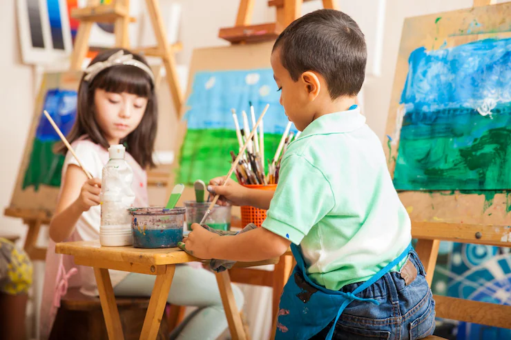 group kids working painting landscape art class school 662251 243