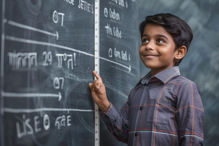 young indian boy school uniform standing front blackboard 979520 57917